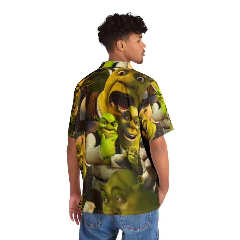 Shrek Hawaiian shirt with Shrek, Fiona, and Donkey characters - People Back