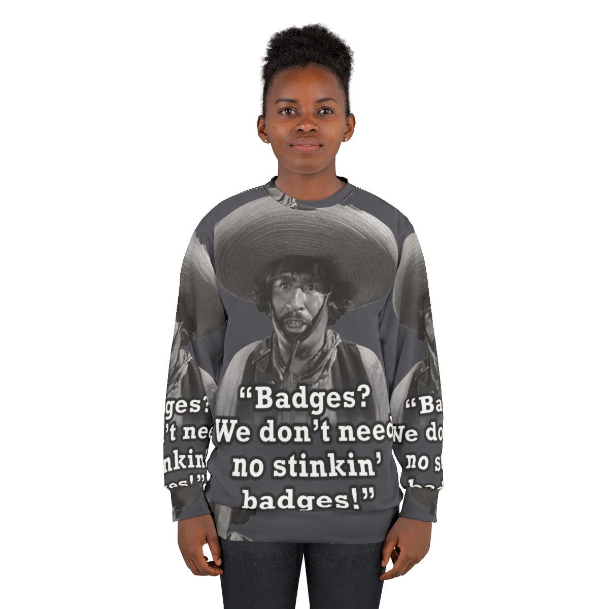 Mexican badges sweatshirt with humorous slogan - women