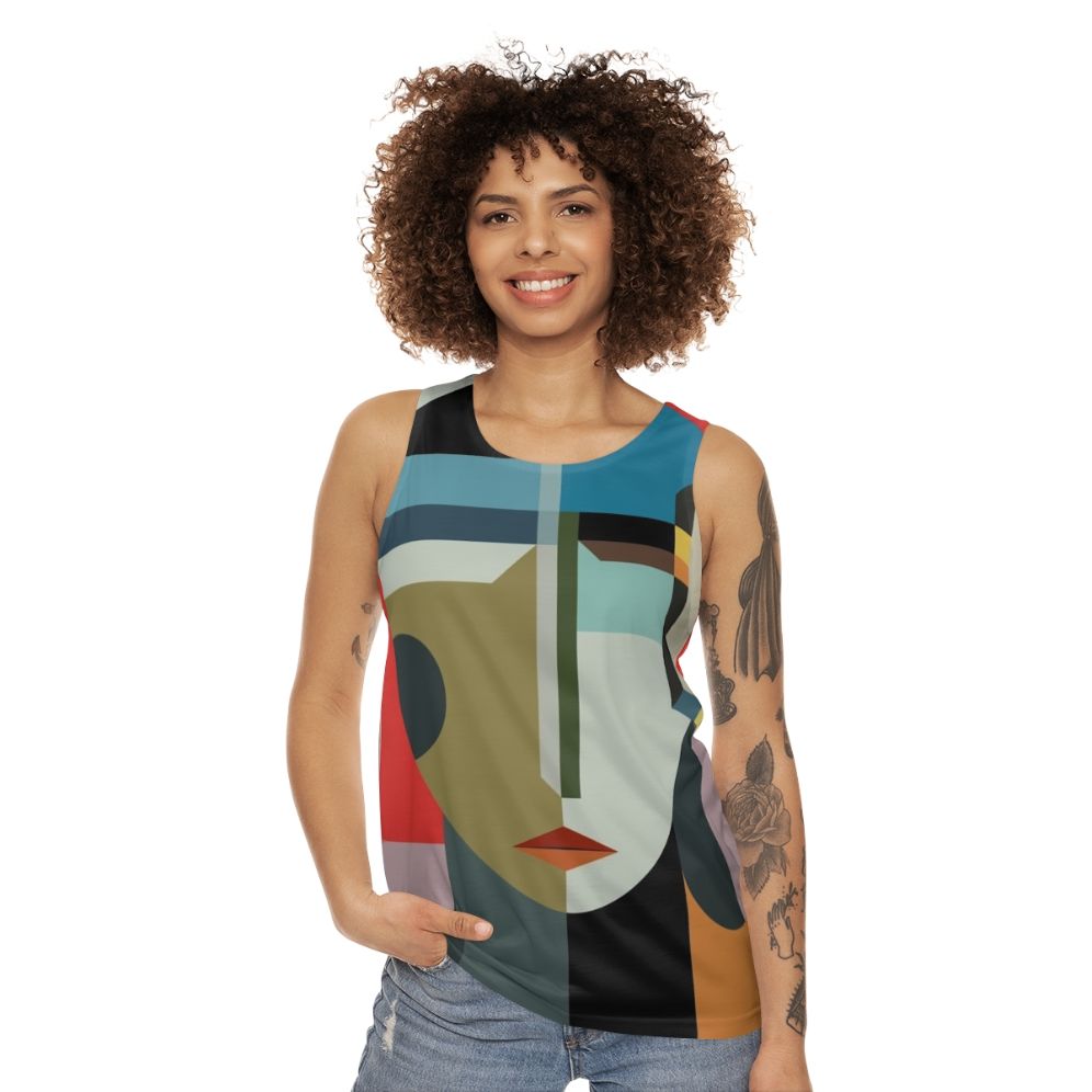 Faceless woman abstract futuristic vintage tank top - women