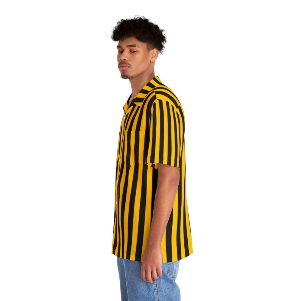 Yellow and black striped pattern Hawaiian shirt - People Left