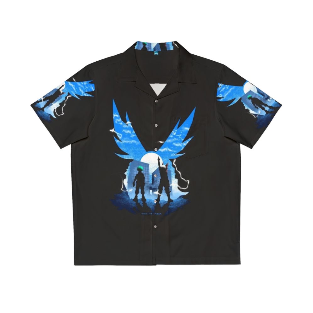 Anime-inspired "You're Next" Hawaiian shirt showcasing one for all and my hero academy characters