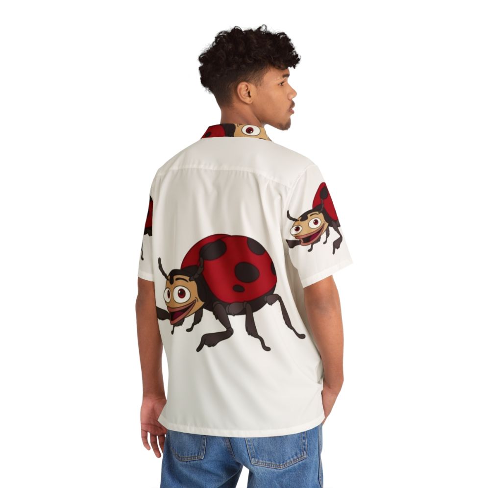 Vibrant Hawaiian shirt featuring a playful ladybug design inspired by the Netflix show Big Mouth - People Back