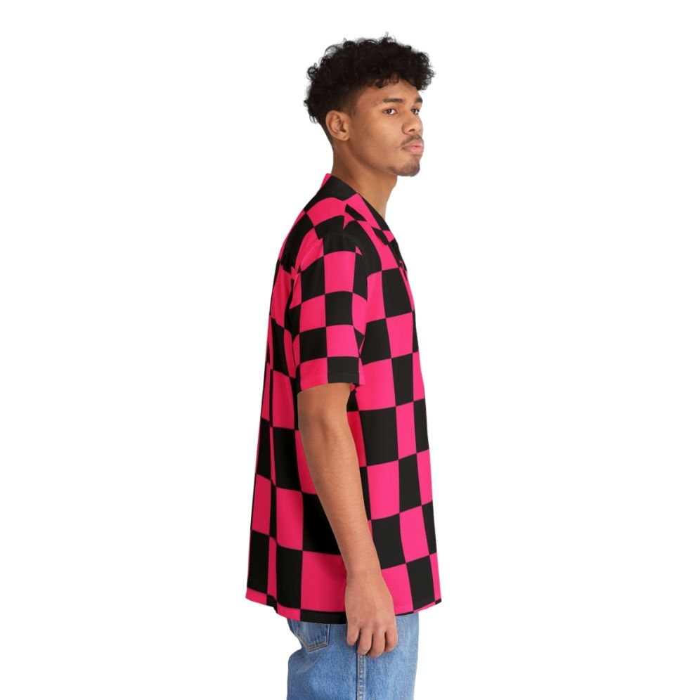 Black and pink checkerboard pattern Hawaiian shirt - People Pight