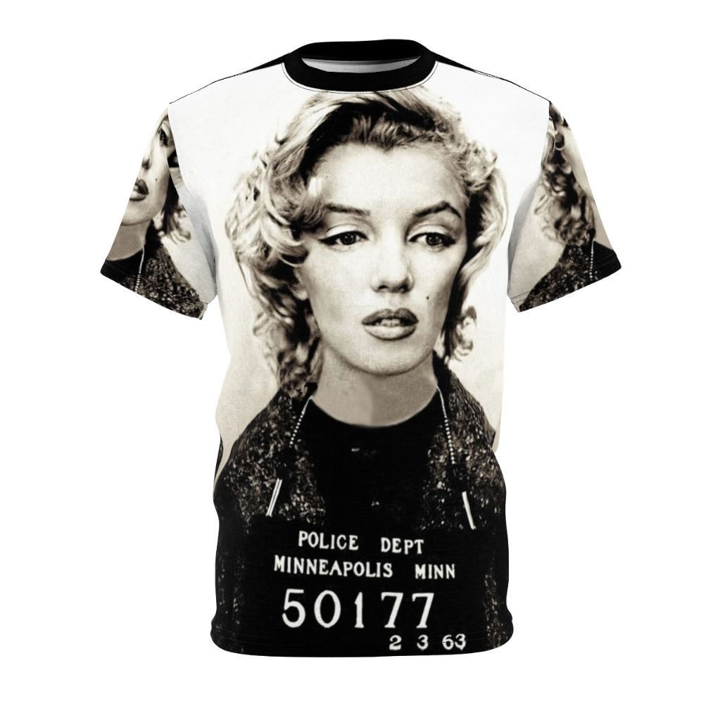 Marilyn Monroe inspired mugshot design printed on a quality t-shirt