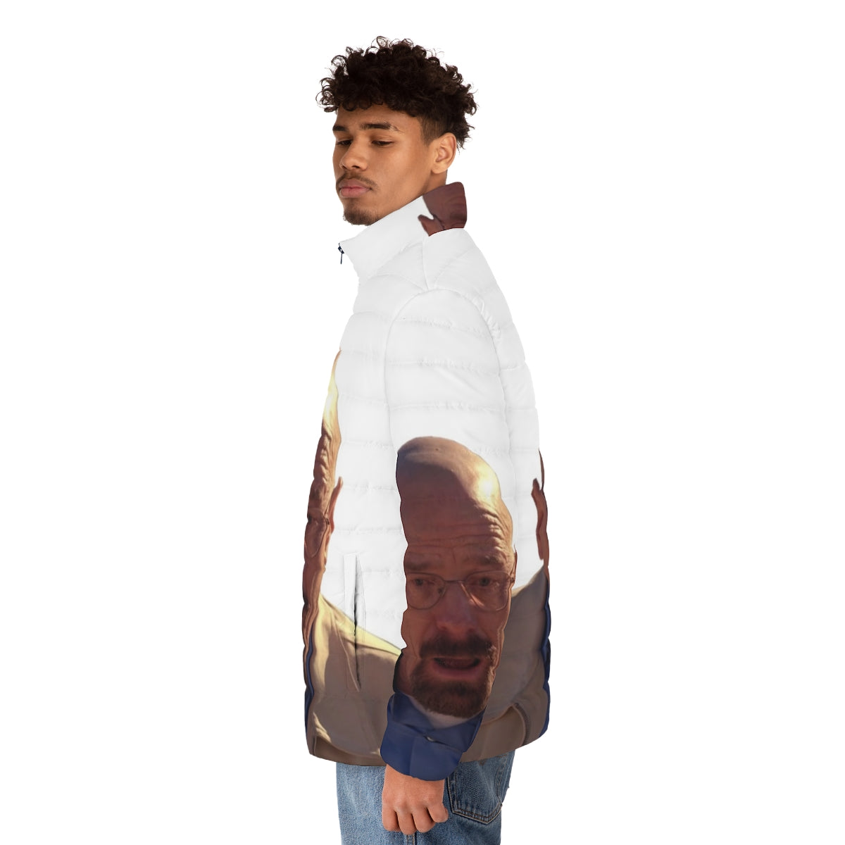 Walter White Meme Puffer Jacket featuring the iconic character from Breaking Bad - men side left