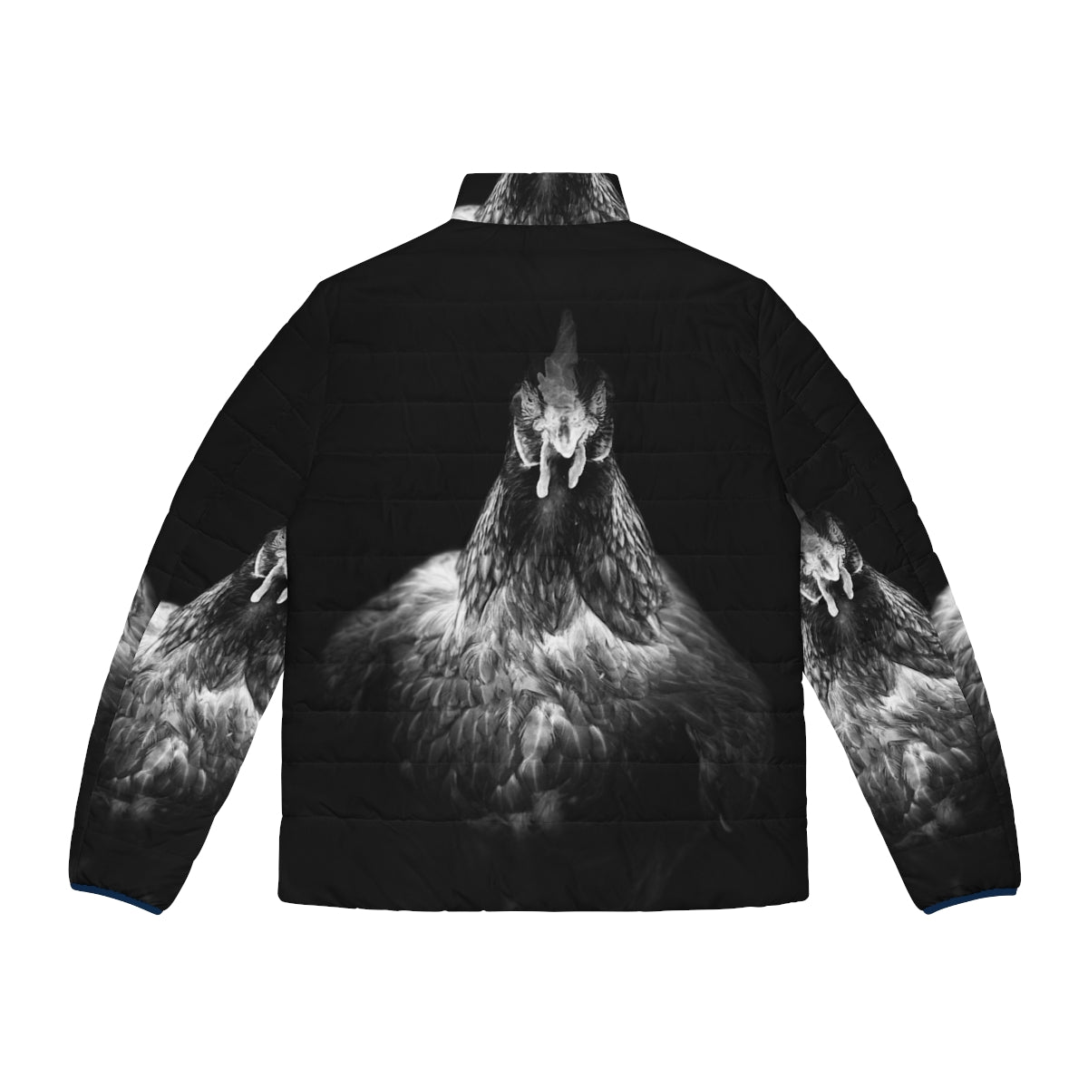 Vintage Intensity Puffer Jacket featuring a hen, chicken, and rooster design - Back