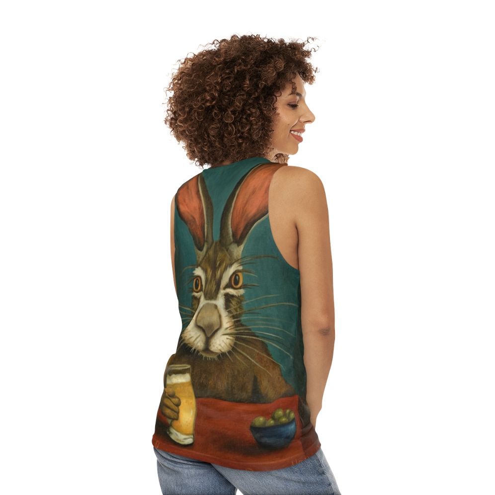 Funny bunny hopping tank top - women back