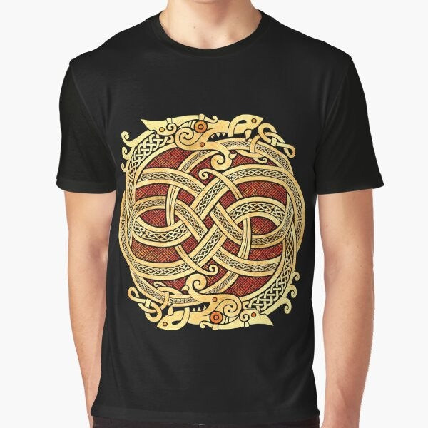 A Celtic dragon design featuring intricate Celtic knot patterns and mythical dragon imagery.