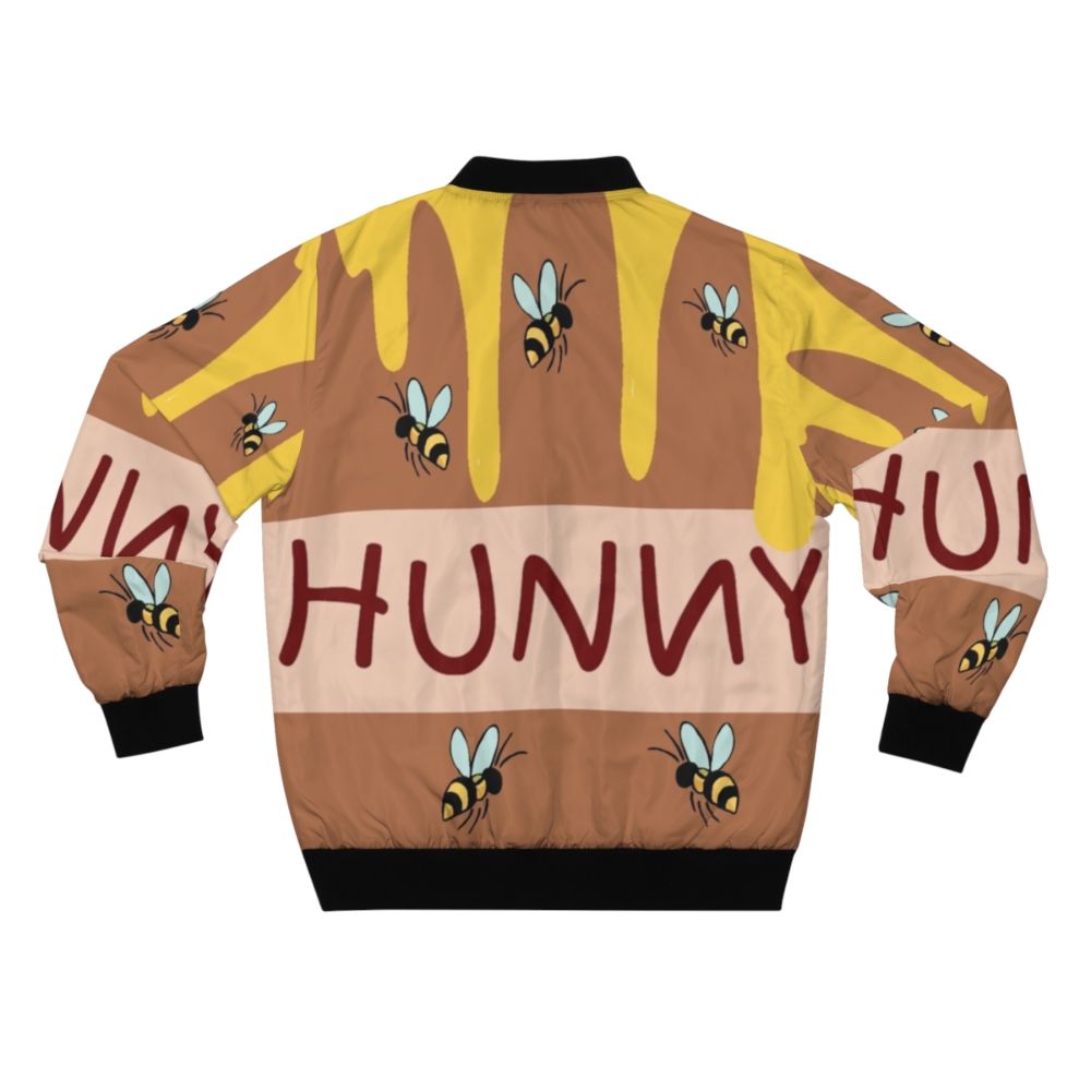 The Honey Pot Bomber Jacket, featuring a cute cartoon bear design and honey pot - Back