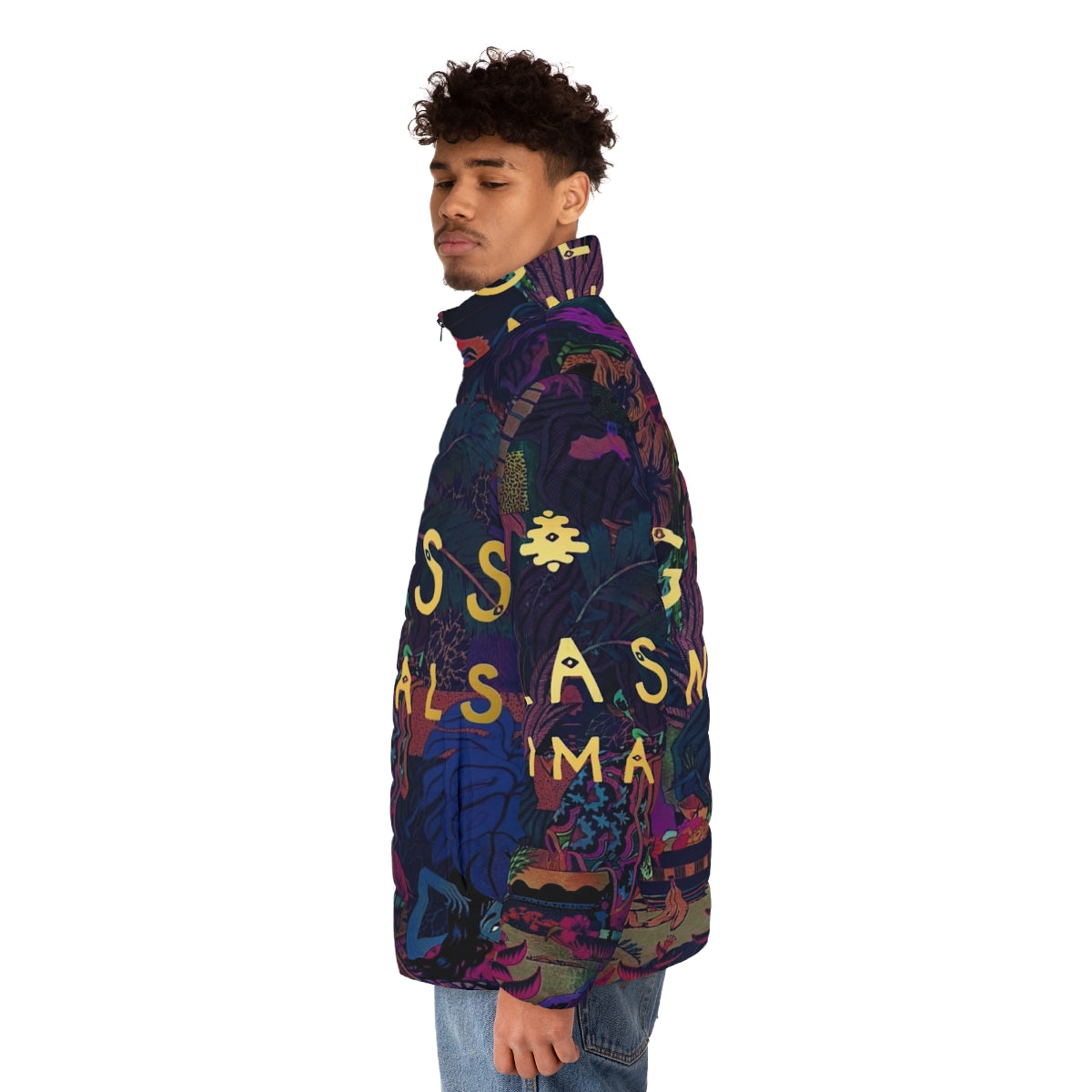 Glass Animals Puffer Jacket with Indie Band Graphic - men side left