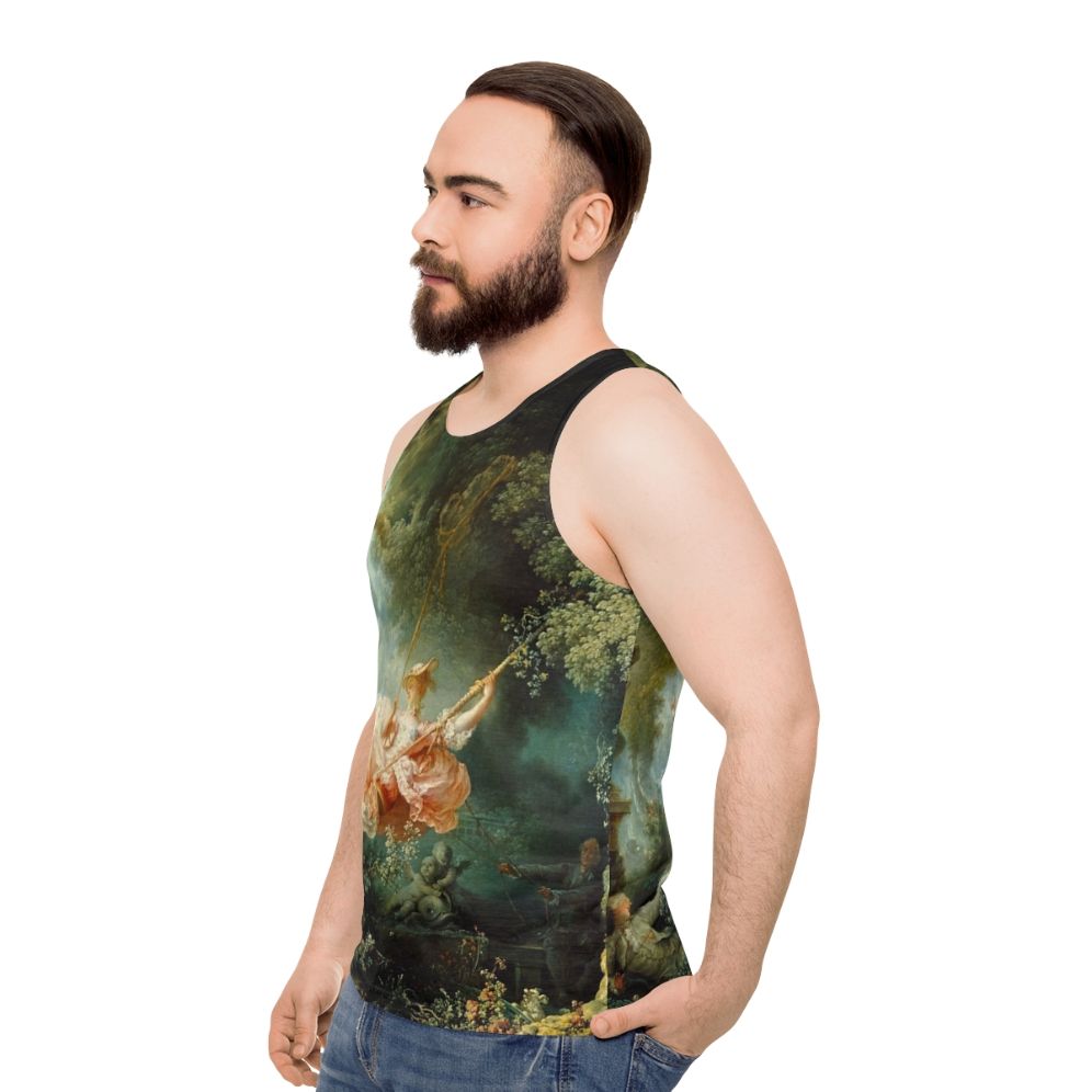 Unisex tank top featuring The Swing painting by Jean Honore Fragonard - men side