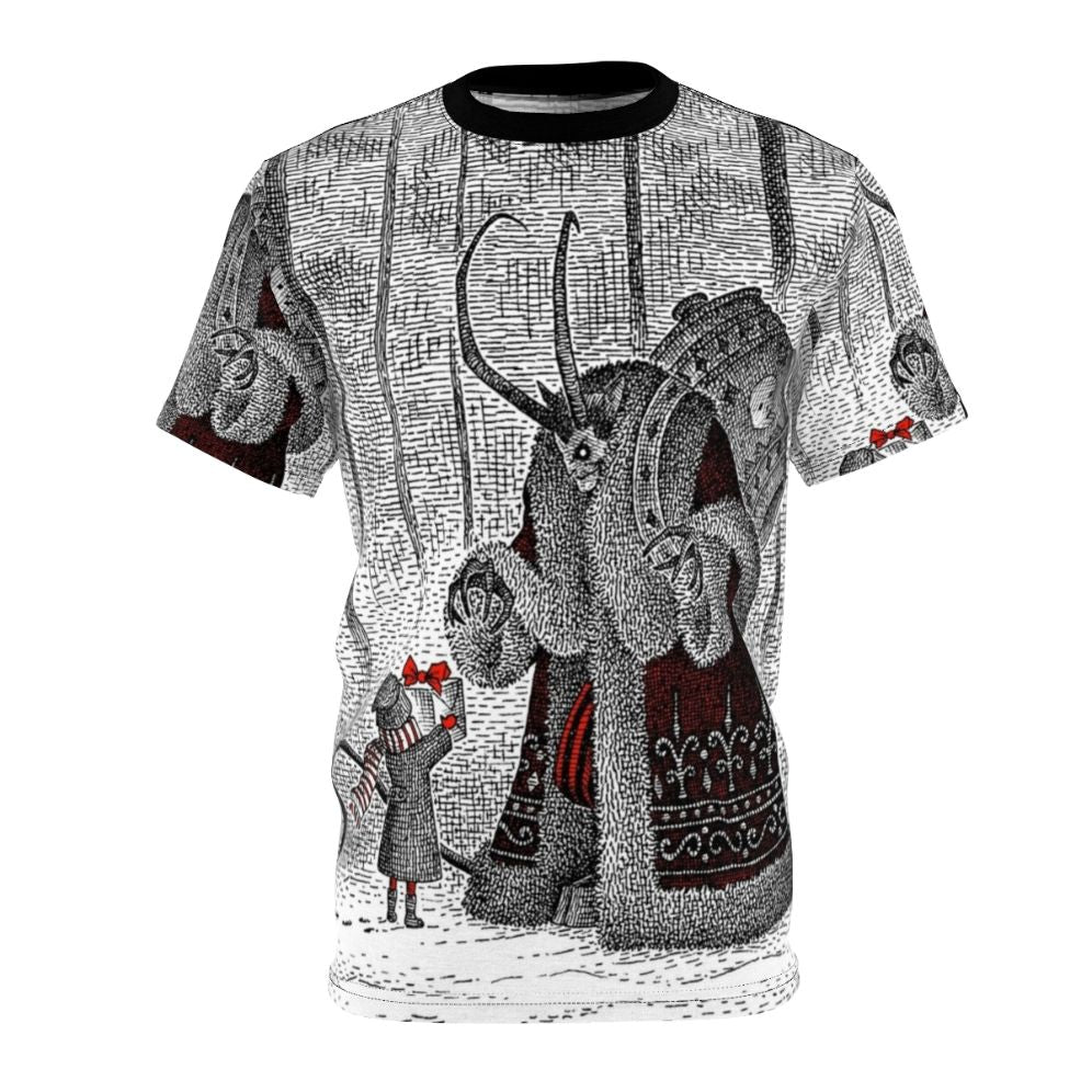 Vintage Creepy Christmas T-Shirt with Mythical Krampus Creature