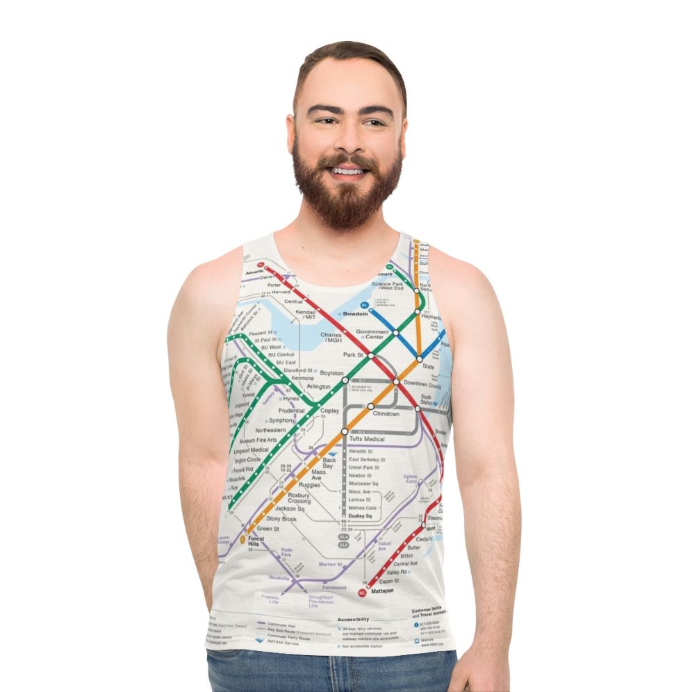 Boston transportation map unisex tank top - men