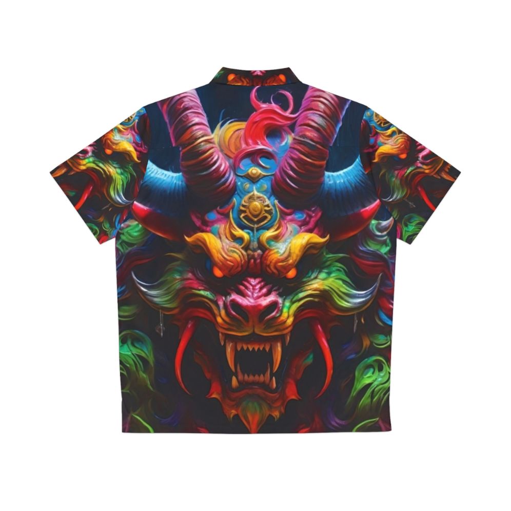 Demon Dragon Hawaiian Shirt with Japanese Tattoo Design - Back