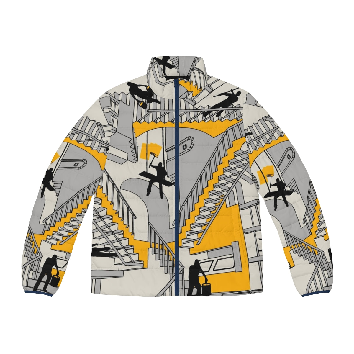 Home Improvement Dimension Puffer Jacket with geometric and architectural design