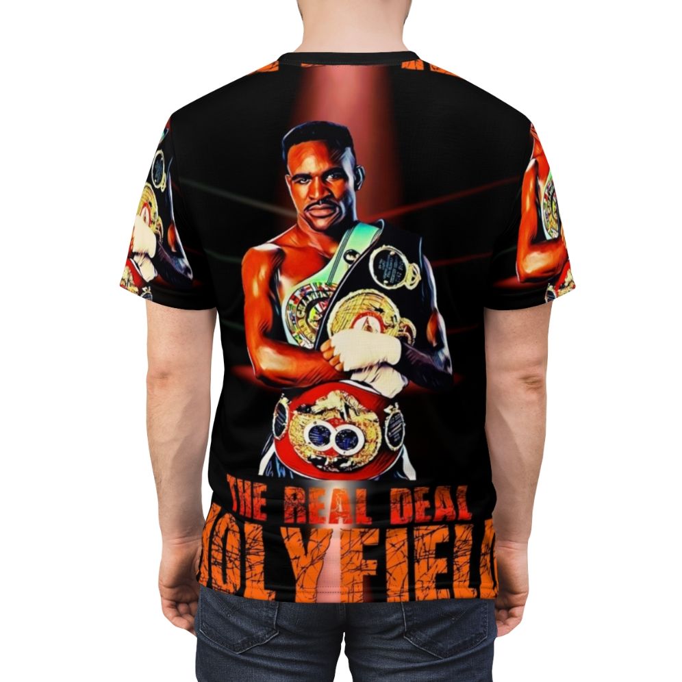 Evander Holyfield inspired boxing t-shirt, featuring a portrait of the legendary heavyweight champion - men back