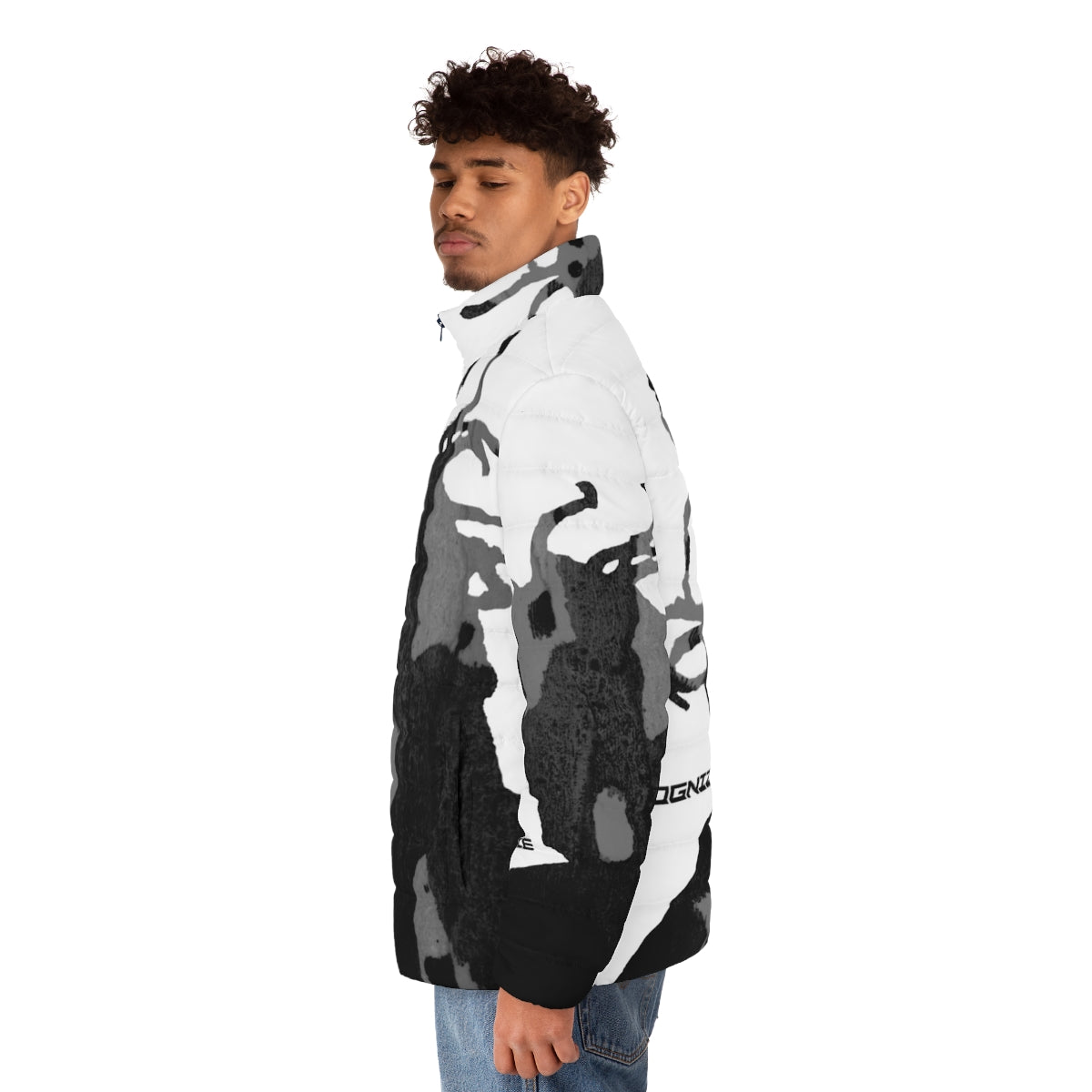 ODB Grey Puffer Jacket with Ol' Dirty Bastard Inspired Design - men side left