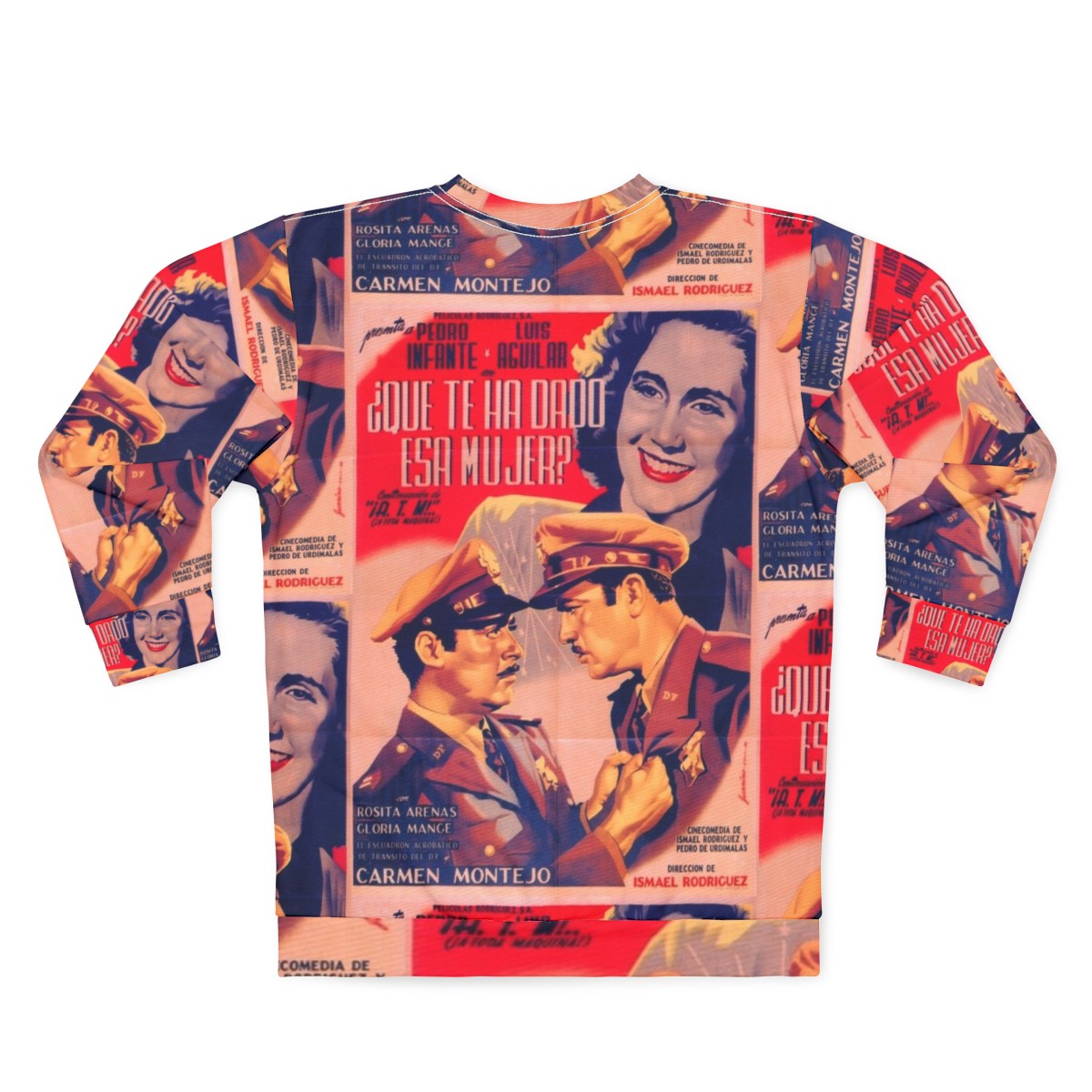 Vintage Mexican Cinema Icons Sweatshirt featuring classic Mexican movie stars - Back