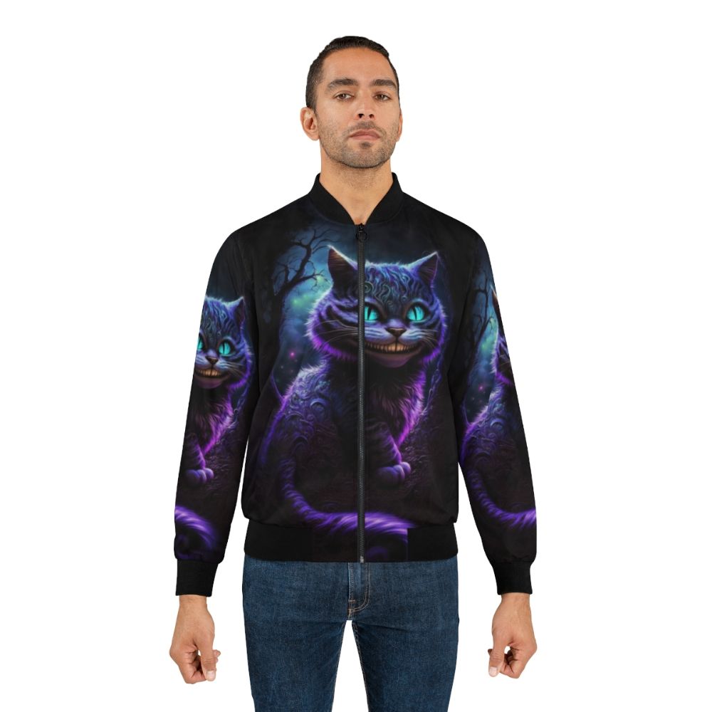 Cheshire Cat Abstract Bomber Jacket with Vibrant Patterns - Lifestyle