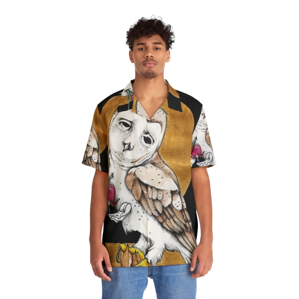 Retro Hawaiian shirt with dark graphic design inspired by music bands - People Front