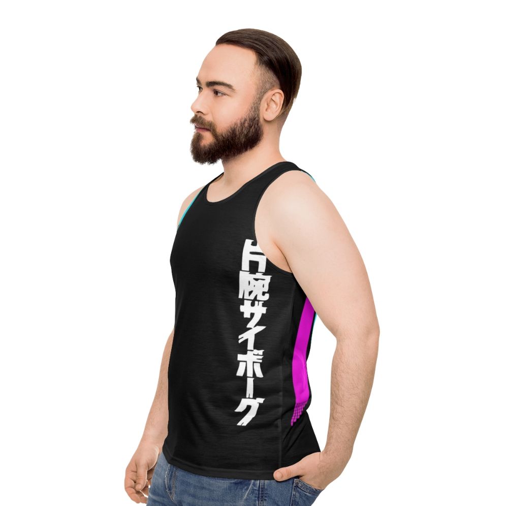 Retro 80s vaporwave aesthetic unisex tank top - men side