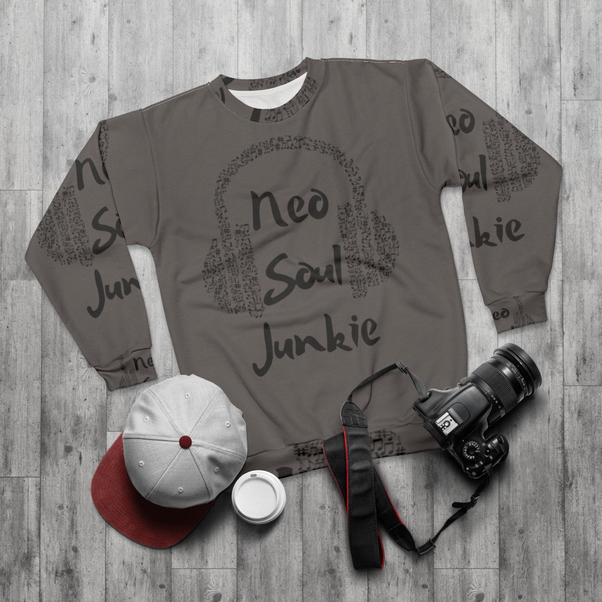 Neo Soul Music Headphone Sweatshirt - flat lay