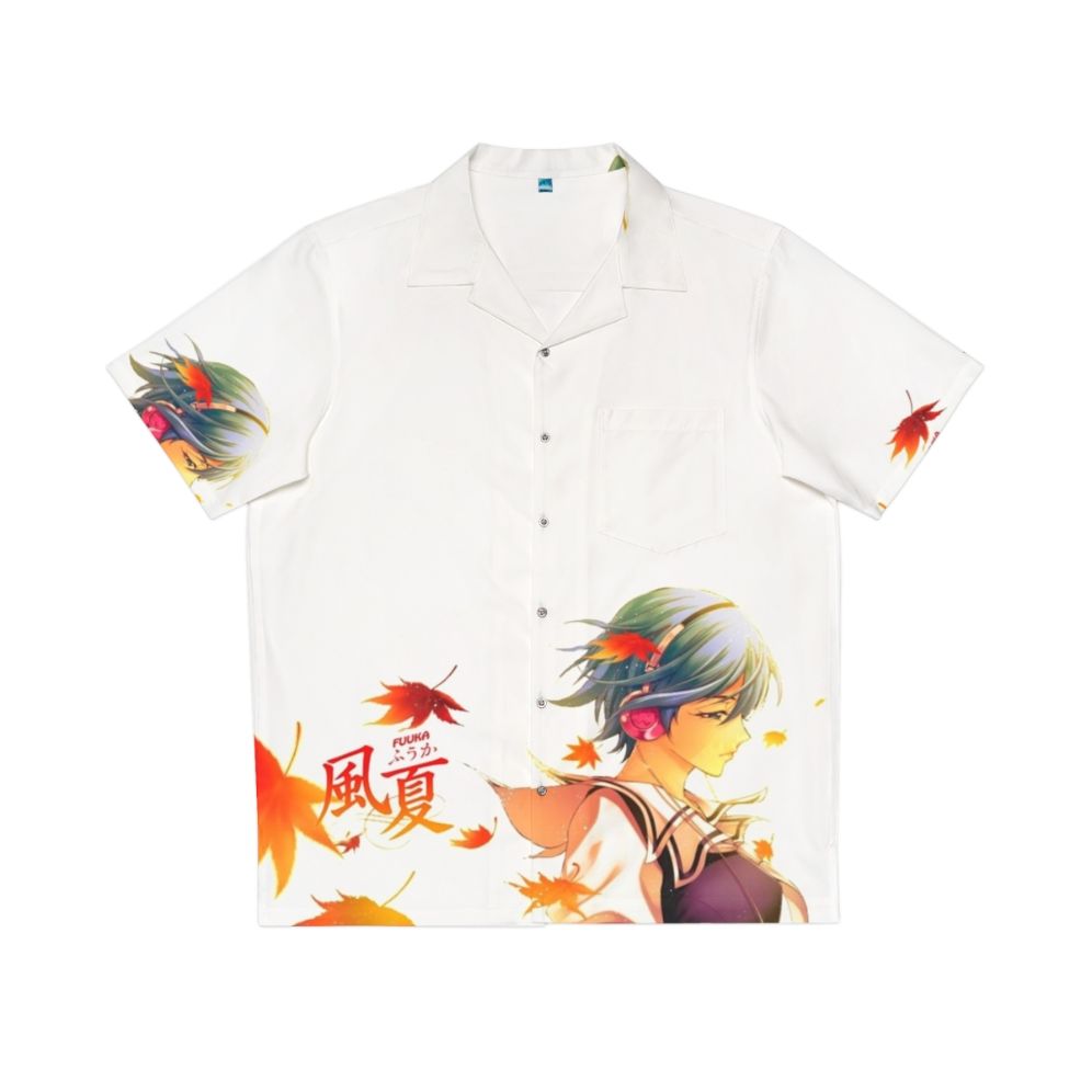 fuuka hawaiian shirt with vibrant anime print fall leaf pattern