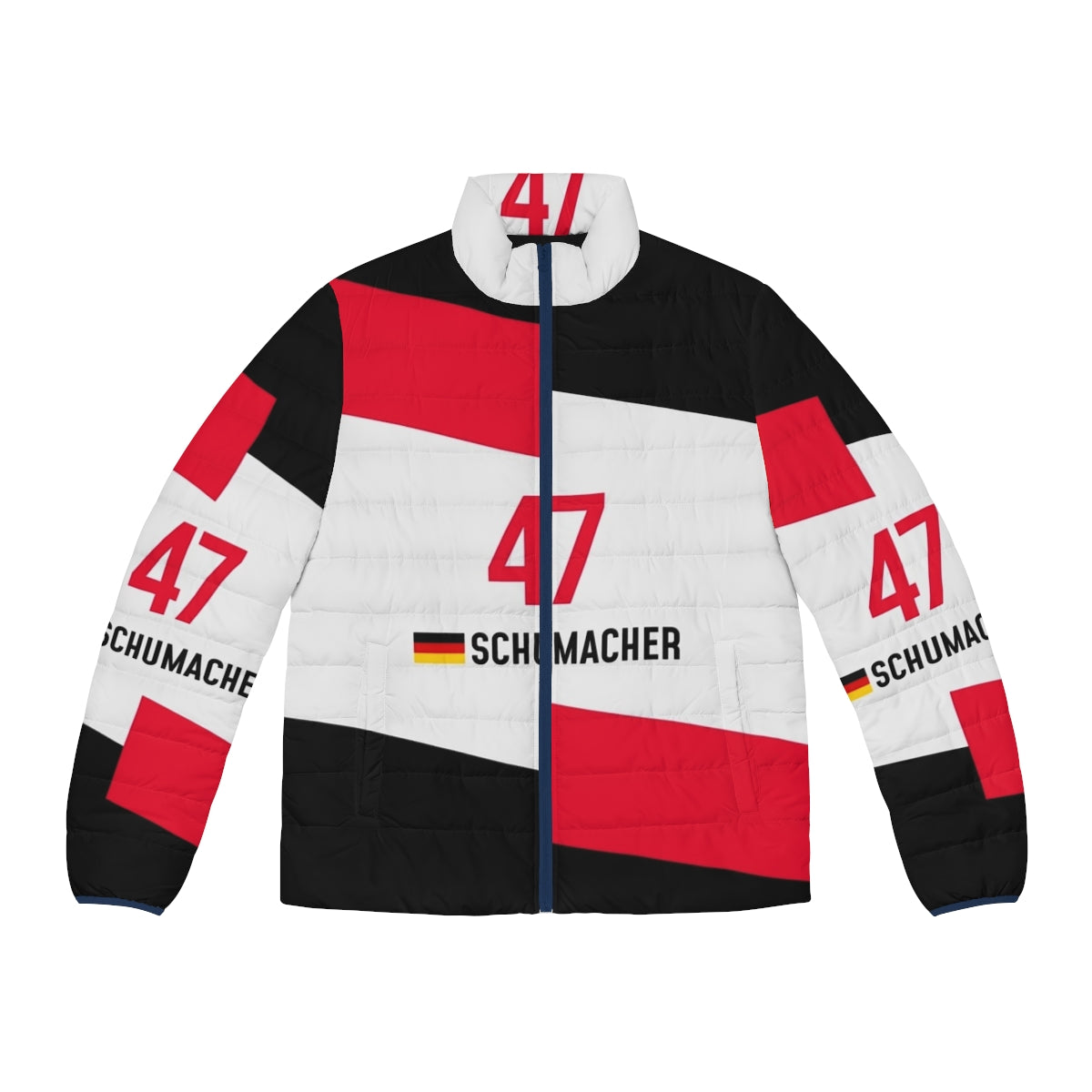 F1 2021 Schumacher Classic Puffer Jacket with racing, motorsport, and car design