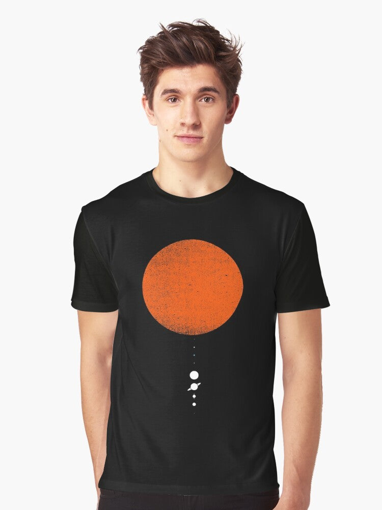 Minimalist graphic t-shirt featuring the planets of the solar system - Men