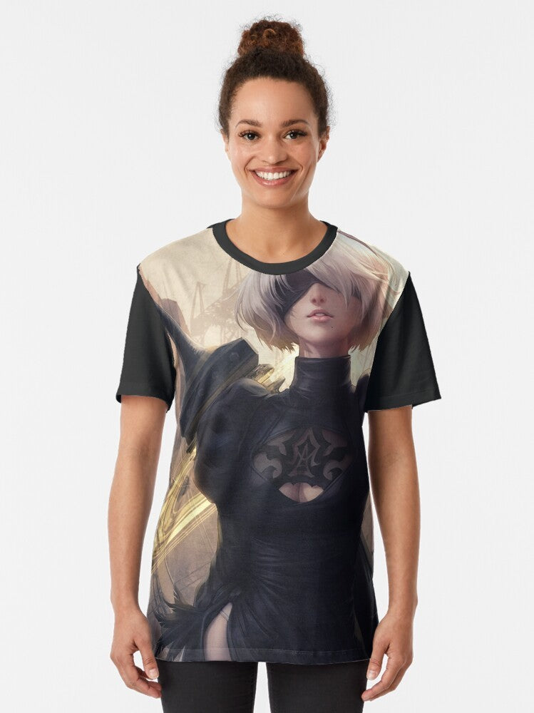 2B from the video game Nier Automata on a graphic t-shirt - Women