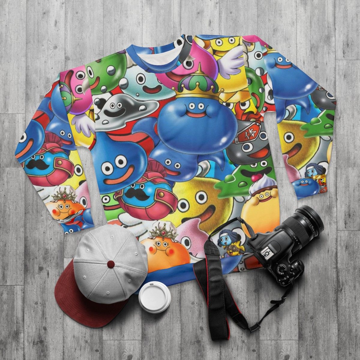 Dragon Quest Slimes Design Sweatshirt - flat lay