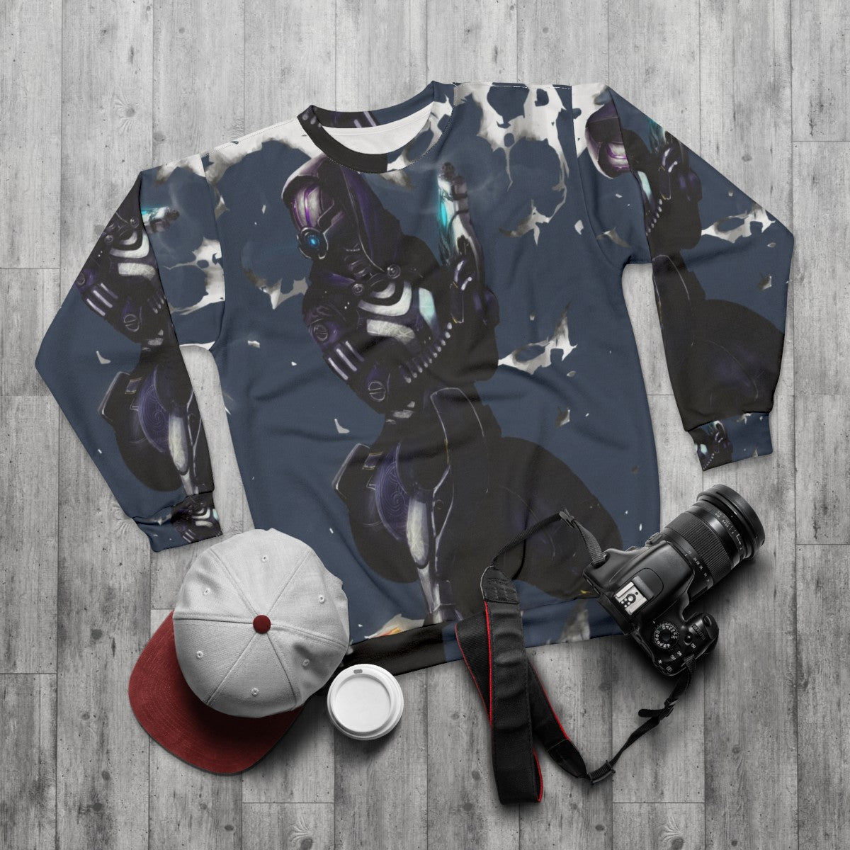 Tali Zorah Mass Effect Quarian Fanart Sweatshirt - flat lay