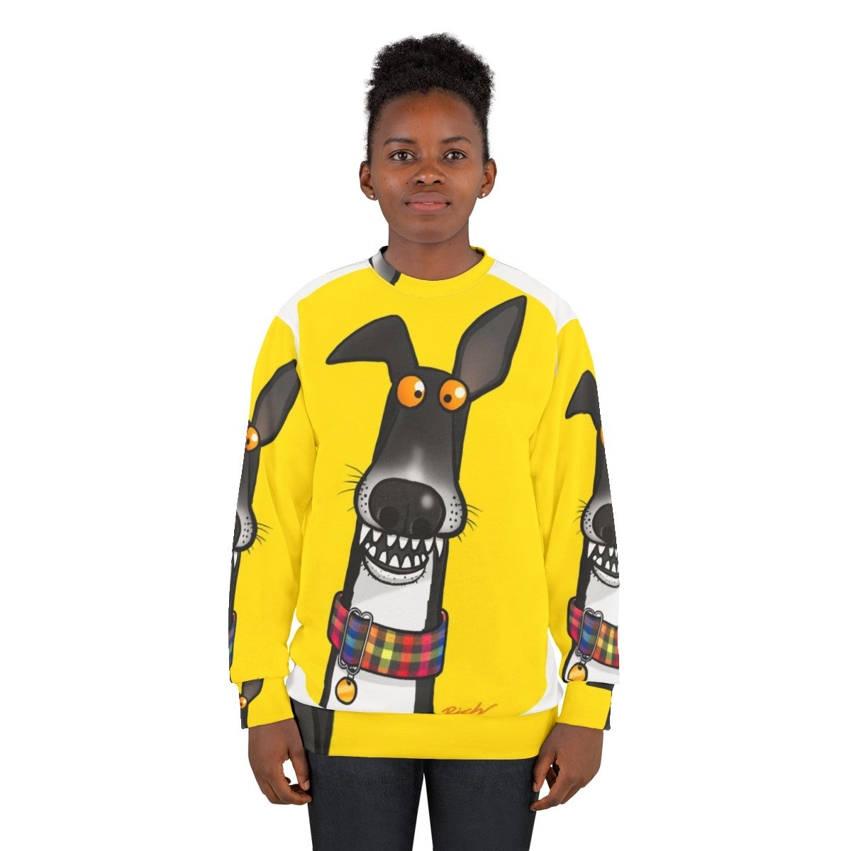 Teefs sweatshirt with cartoon design for greyhounds, lurchers, and whippets - women