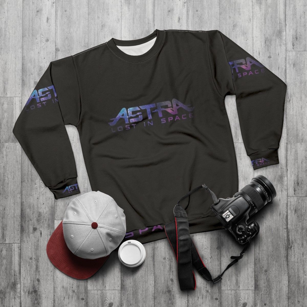 Astra Sci-Fi Sweatshirt with anime-inspired design - flat lay