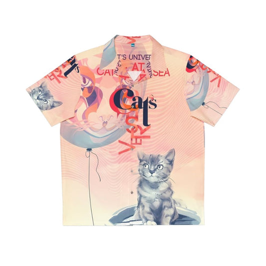 Enchanting cat's universe fantasy Hawaiian shirt with nautical and ocean-themed artwork