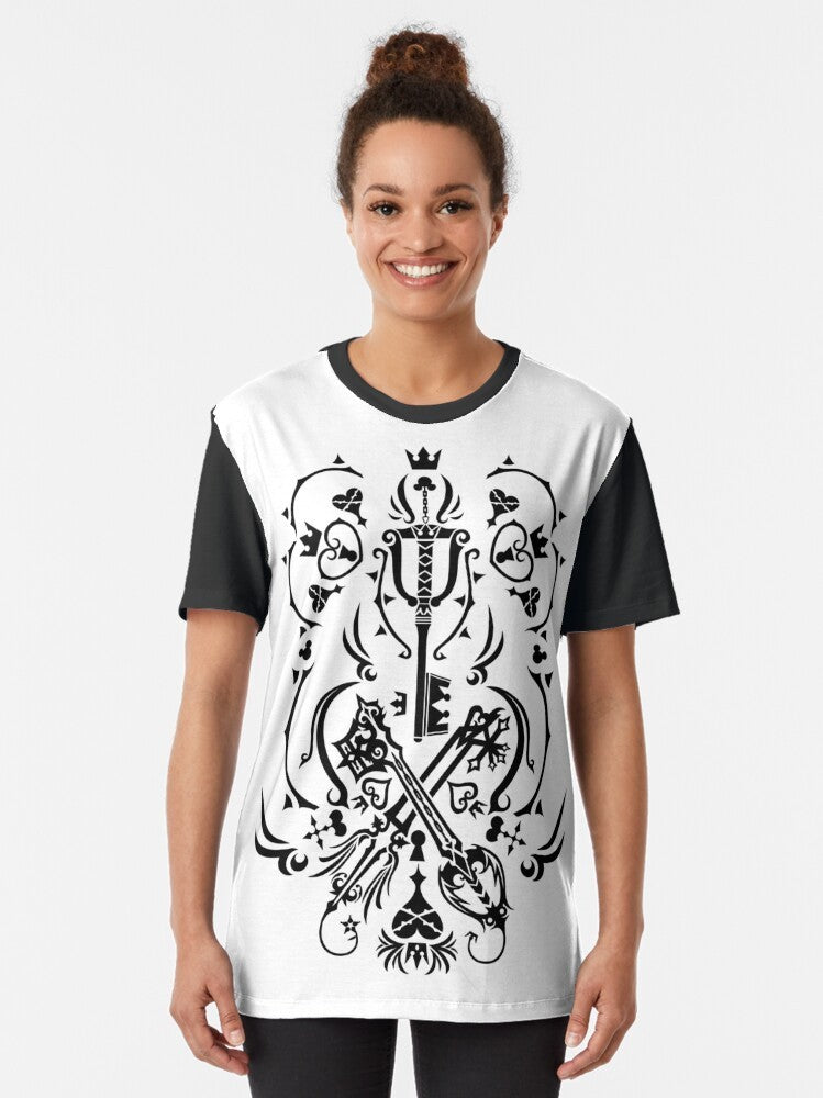 Kingdom Hearts graphic t-shirt featuring the iconic game logo and characters - Women