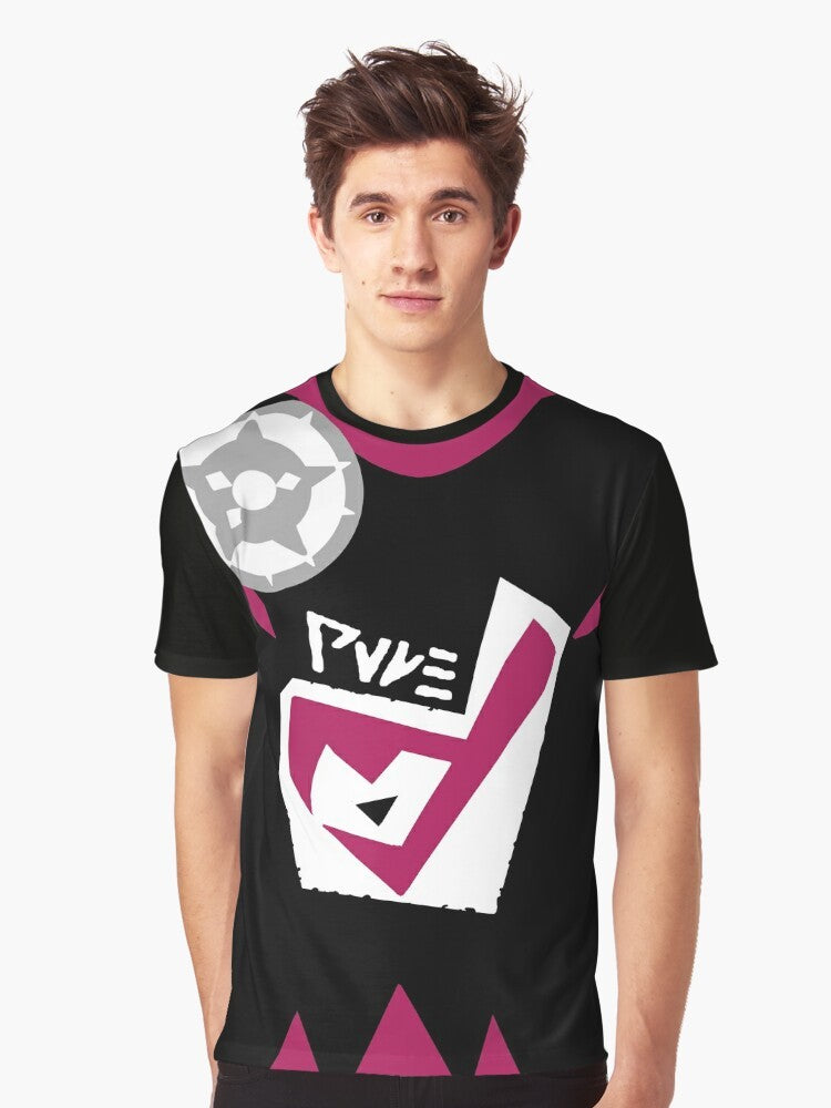 Team Yell cosplay graphic t-shirt featuring the iconic team yell logo and design - Men