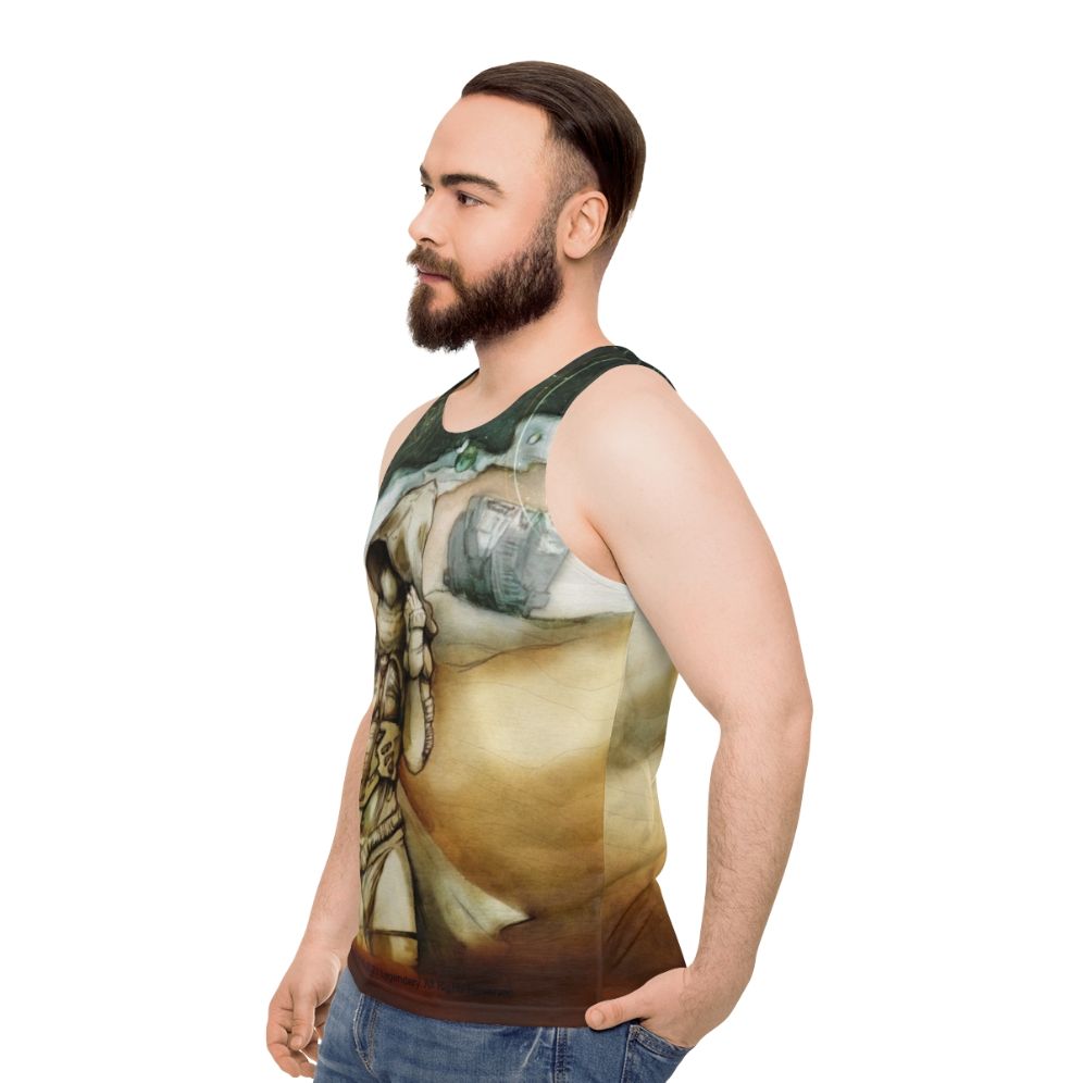 Chani from Dune 2020 movie art on a unisex tank top - men side