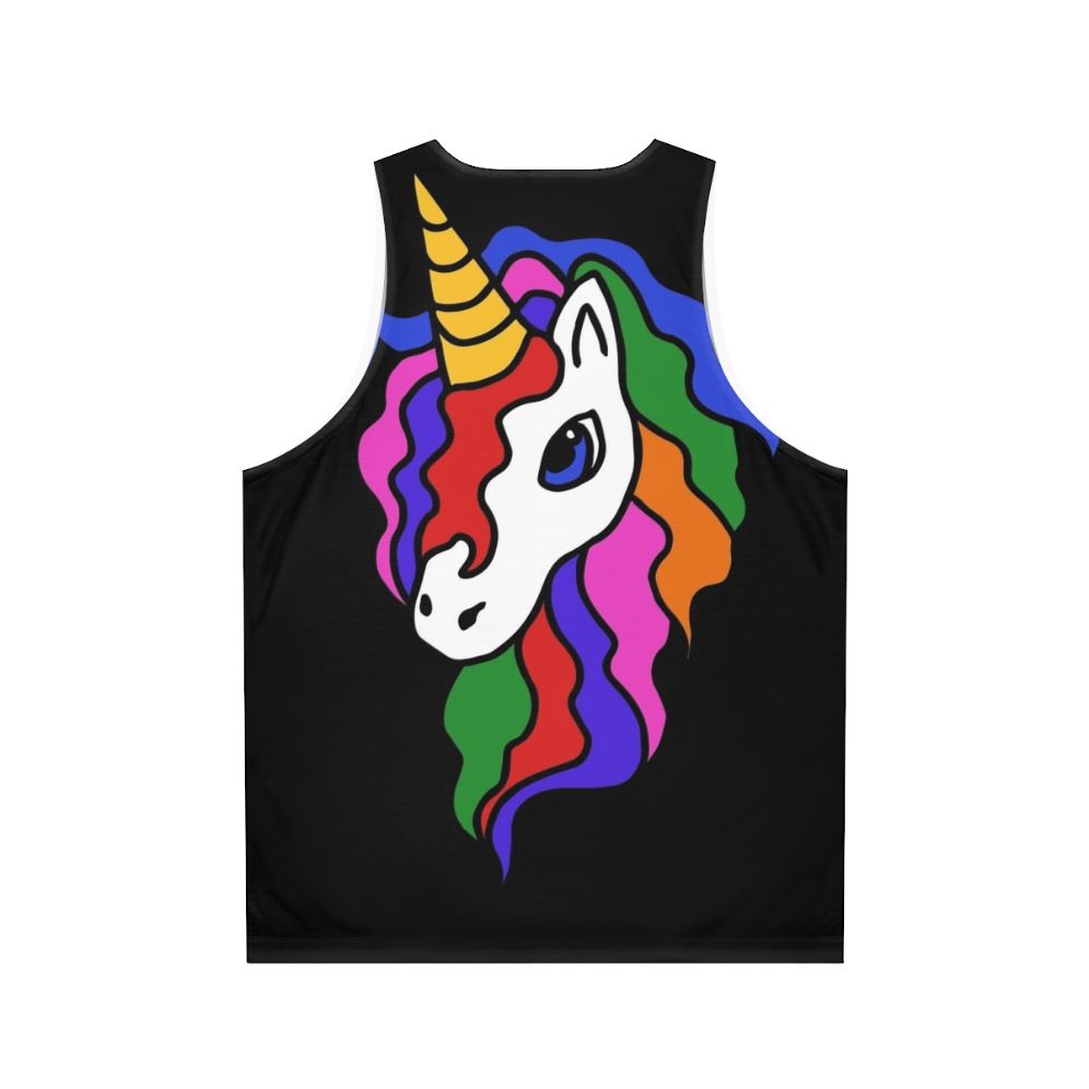 Retro unicorn unisex tank top with rainbow and cute design - Back