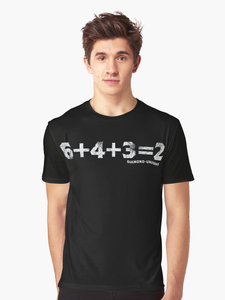 Baseball Math Graphic T-Shirt with Equation 6+4+3=2 - Men