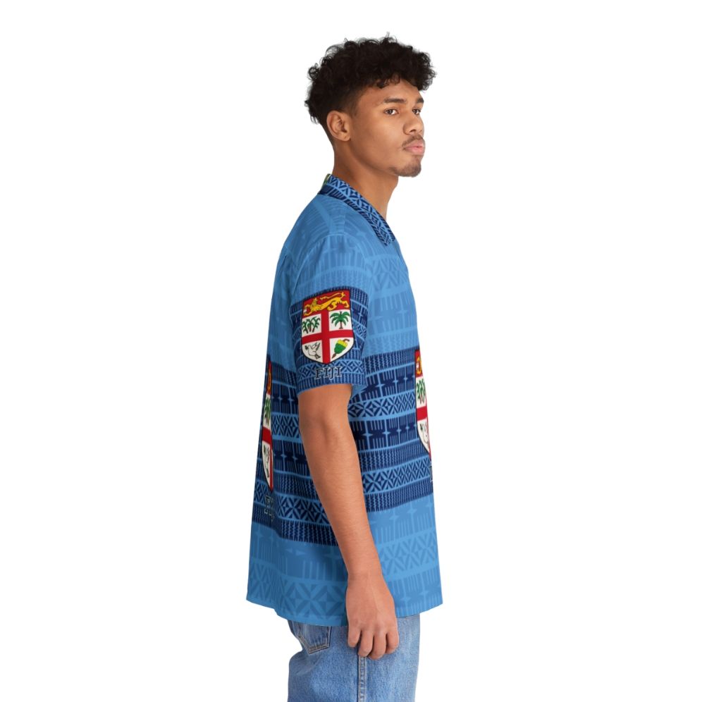 Blue Fiji Flag Masi Tapa Hawaiian Shirt - People Pight