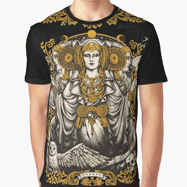 Iberian Hecate graphic t-shirt featuring the Dama de Elche inspired design