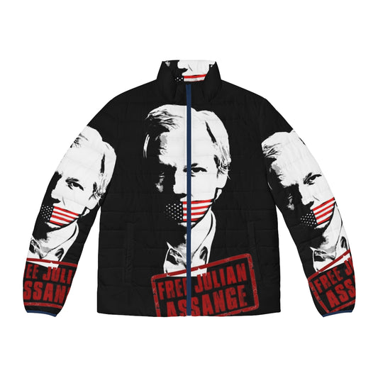 Julian Assange Puffer Jacket with Wikileaks and Truth Designs