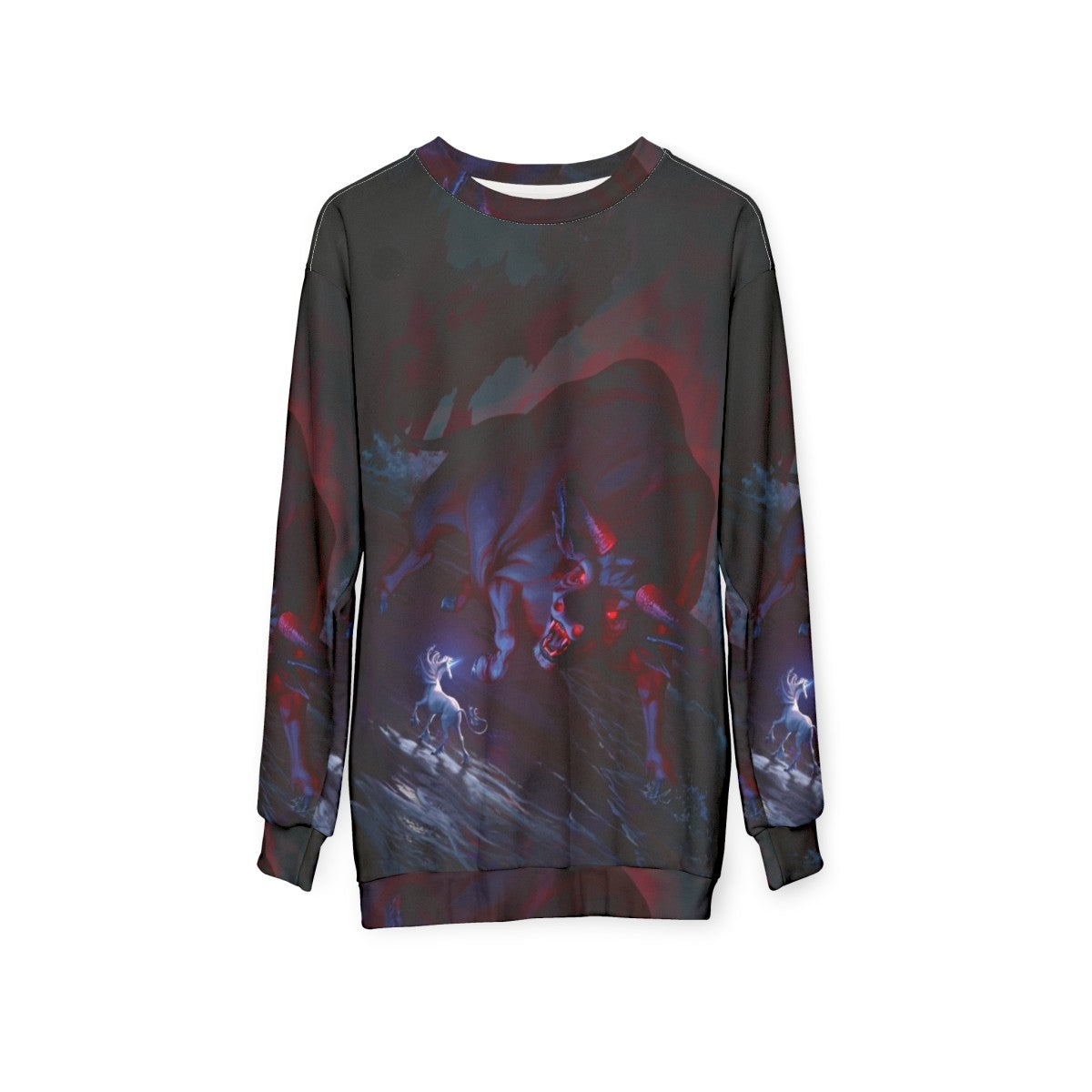 The Last Unicorn Sweatshirt featuring a majestic unicorn - hanging