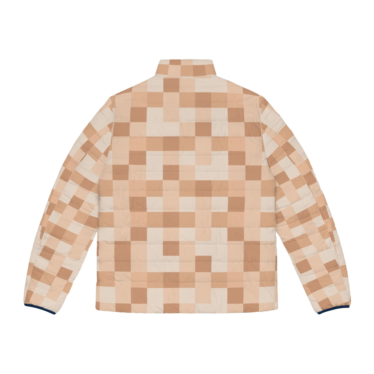 Pixelated light skin puffer jacket with censored nudity design - Back