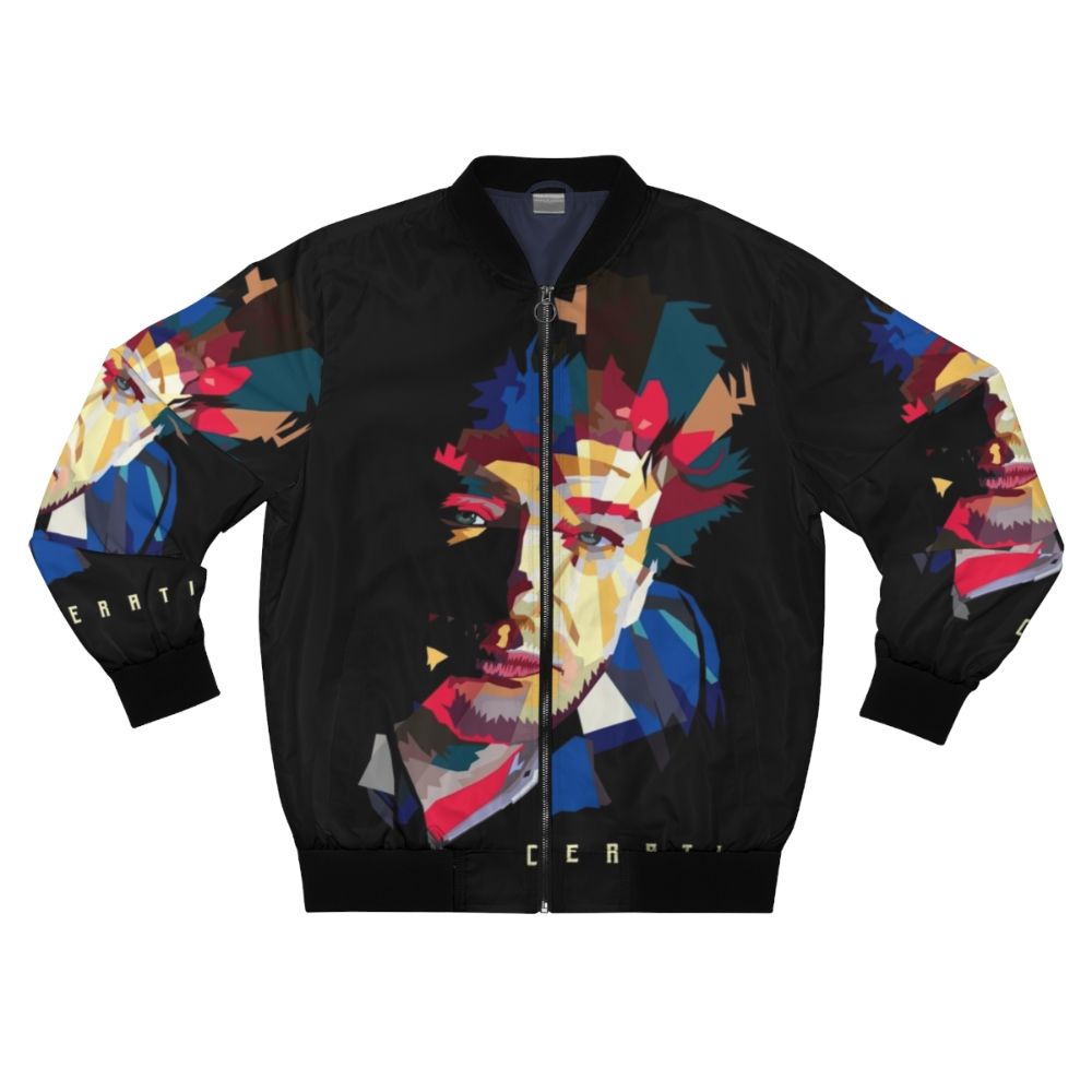 Gustavo Cerati inspired bomber jacket featuring low poly design elements