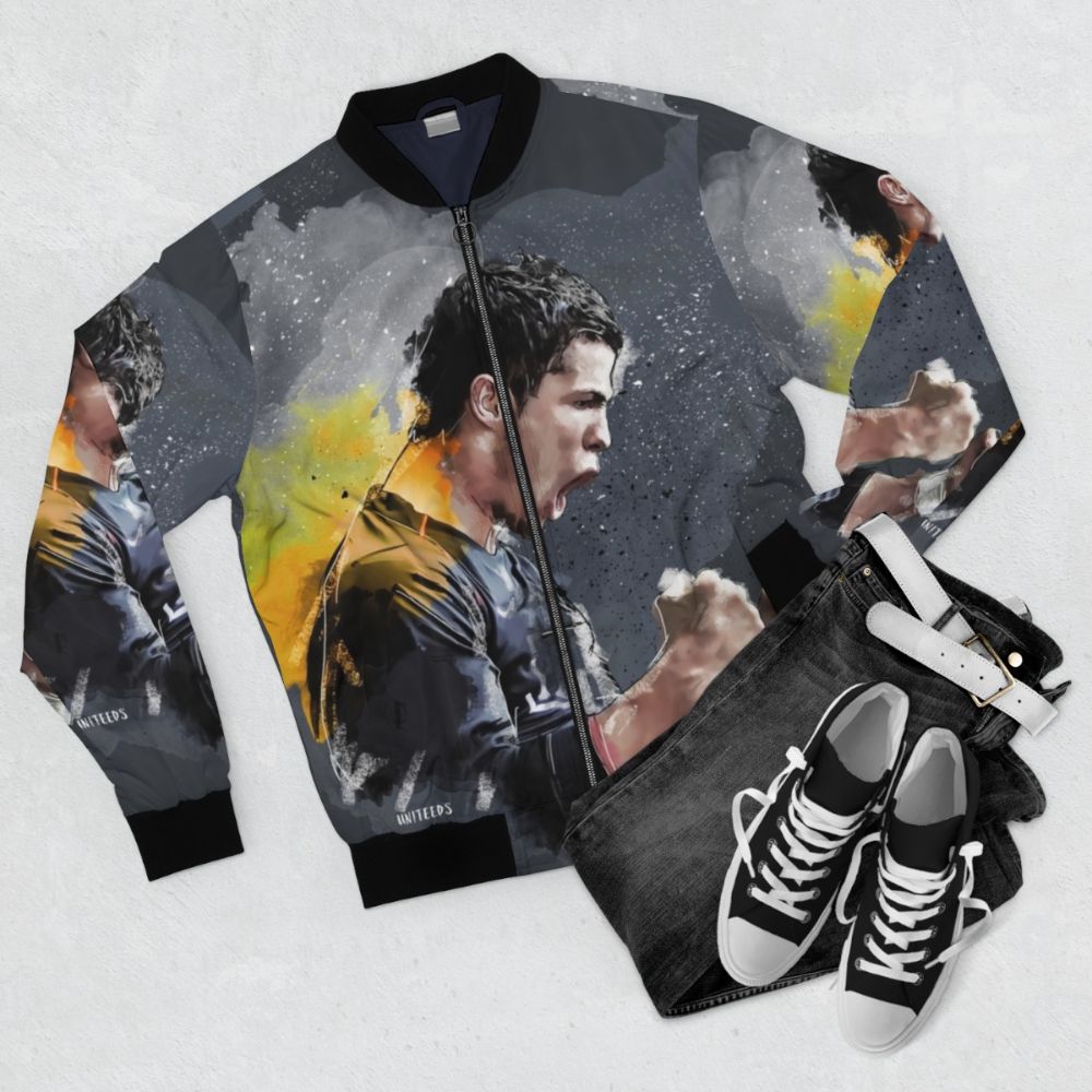 Cristiano Ronaldo Painting Bomber Jacket - Flat lay