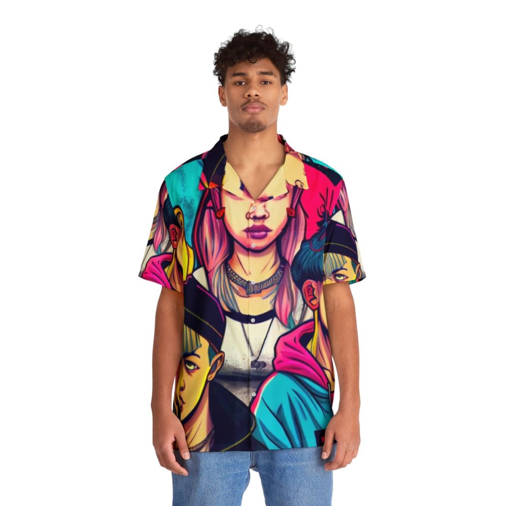 Young Royals Cyberpunk Manga Style Hawaiian Shirt - People Front