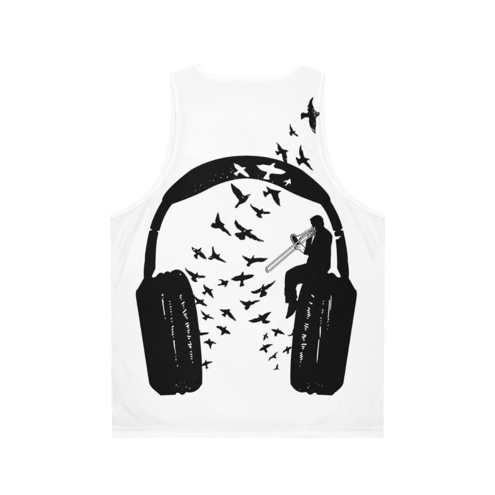 Headphone Trombone Unisex Tank Top - Back