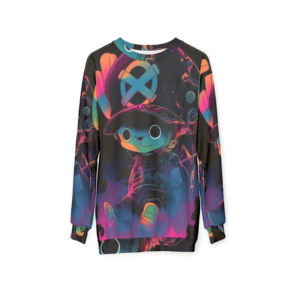 Cotton candy graffiti design on a cozy sweatshirt - hanging